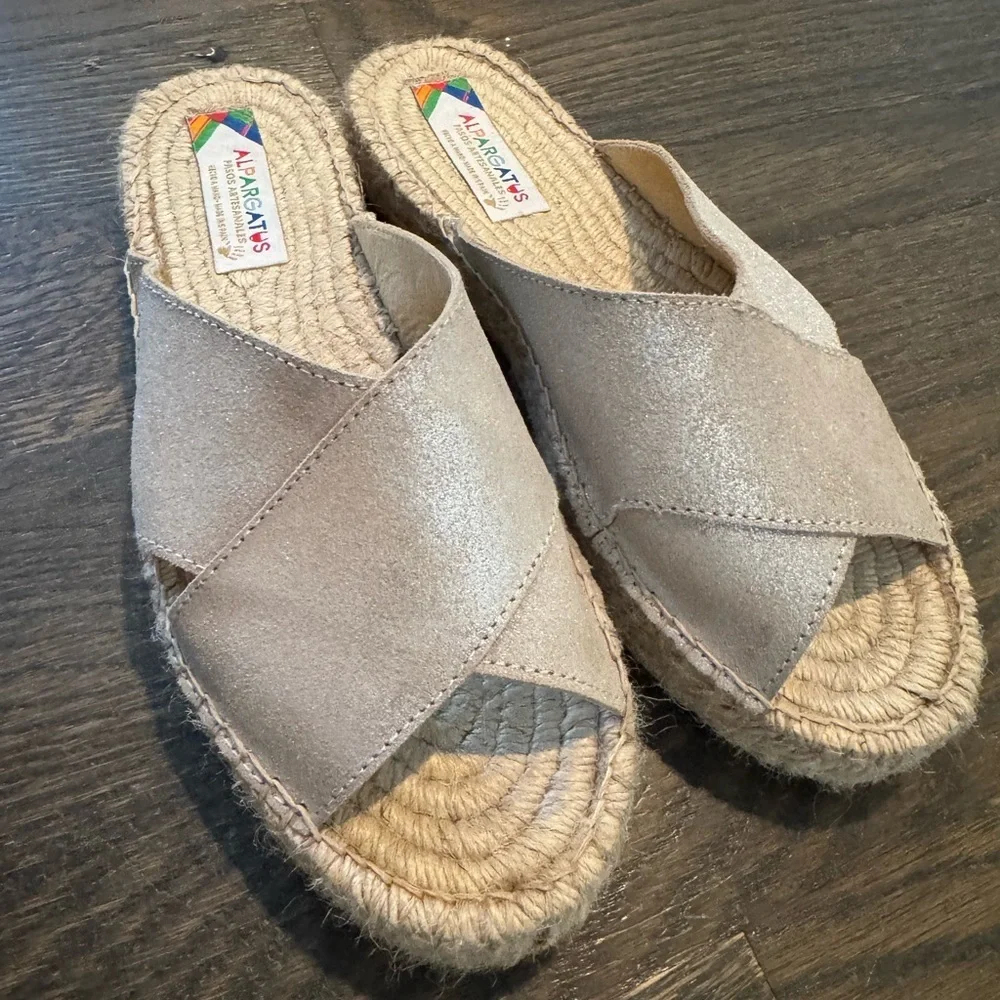 Alpargatus Shimmery Silver/Gold Espadrille Slides